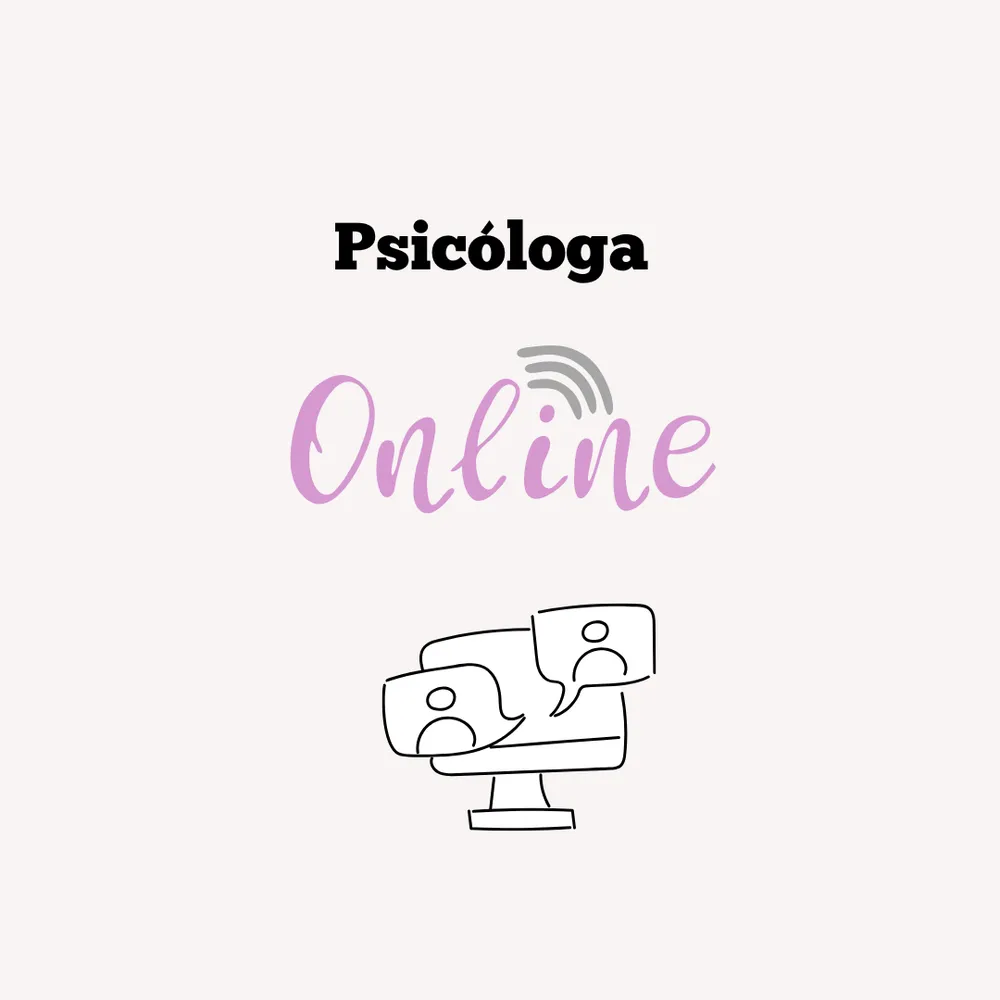 Arte com a palavra Psicóloga Online e um ícone de videochamada.